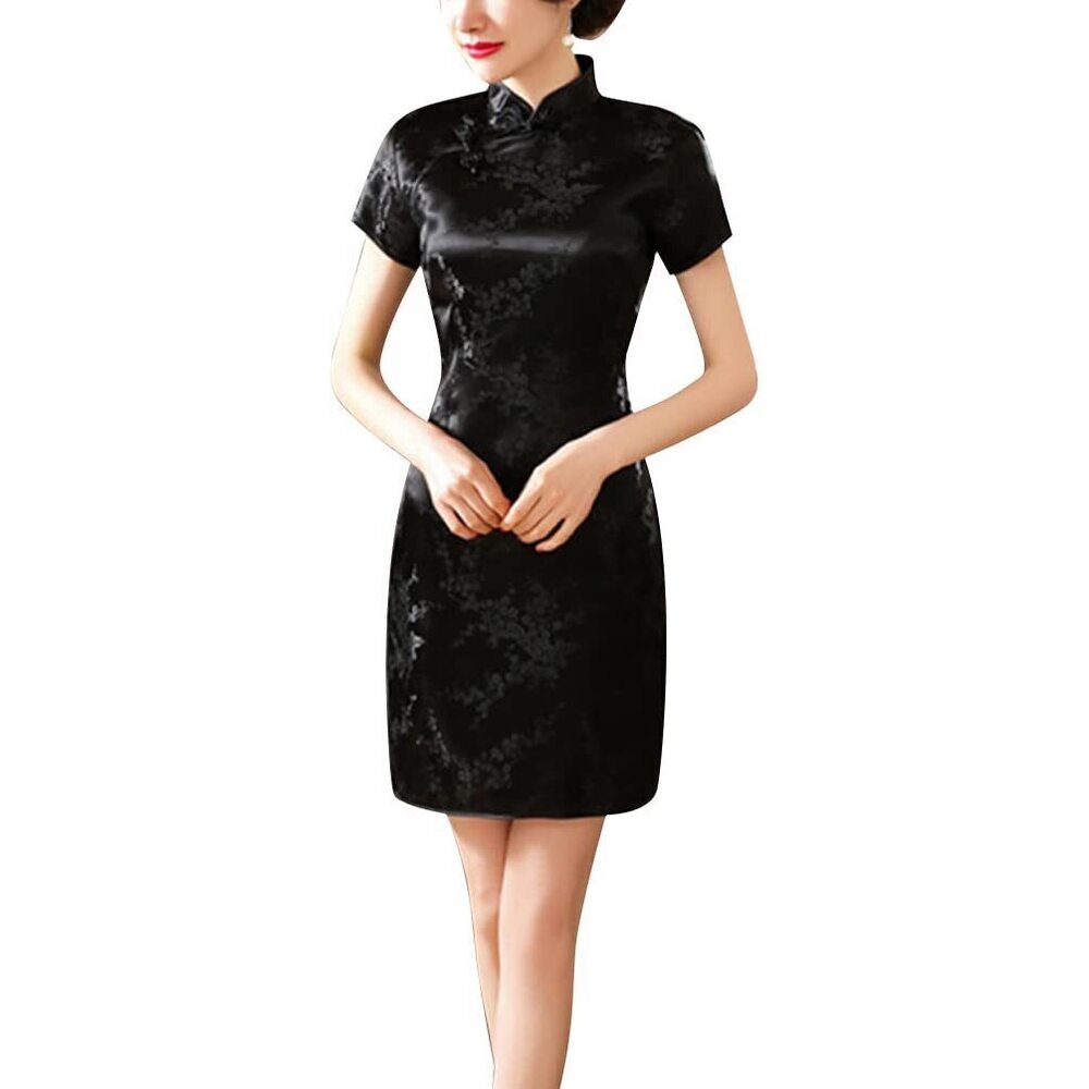 9260 Traditional Cheongsam Costume Print High Slit Side Chinese New Year